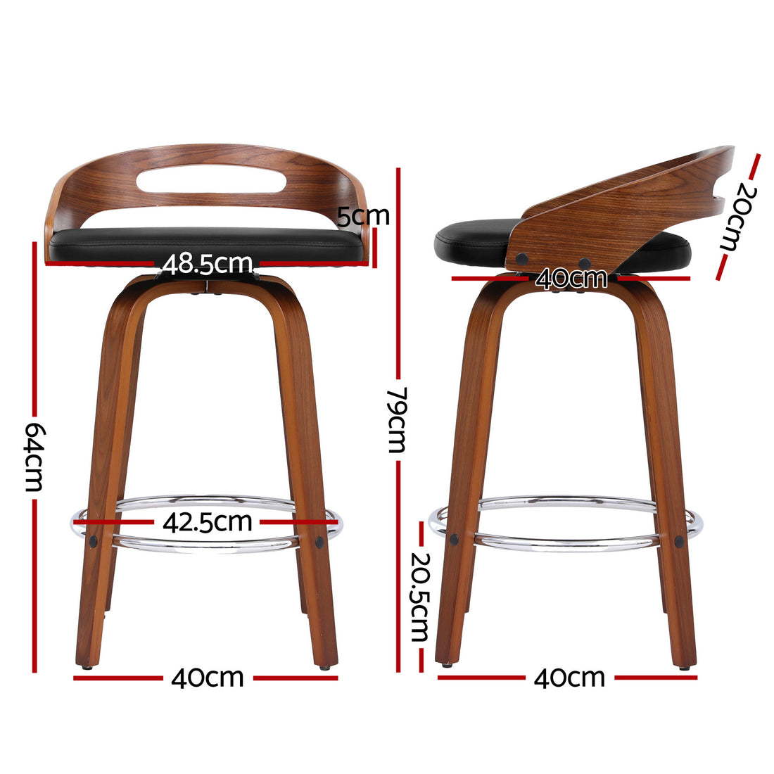 Artiss 4x Bar Stools Swivel Dining Chairs Low Back Counter Seat PU Cushion-Furniture > Bar Stools &amp; Chairs > Table &amp; Bar Stools-PEROZ Accessories
