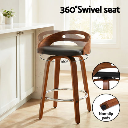 Artiss 4x Bar Stools Swivel Dining Chairs Low Back Counter Seat PU Cushion-Furniture > Bar Stools &amp; Chairs > Table &amp; Bar Stools-PEROZ Accessories