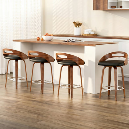 Artiss 4x Bar Stools Swivel Dining Chairs Low Back Counter Seat PU Cushion-Furniture > Bar Stools &amp; Chairs > Table &amp; Bar Stools-PEROZ Accessories