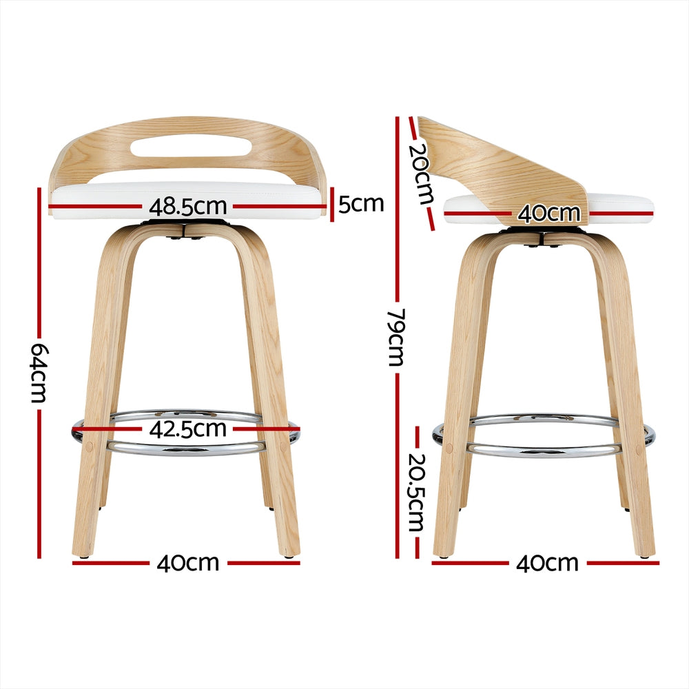 Artiss 2x Bar Stools Swivel Dining Chairs Low Back Counter Seat PU Cushion-Furniture &gt; Bar Stools &amp; Chairs-PEROZ Accessories