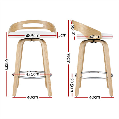 Artiss 2x Bar Stools Swivel Dining Chairs Low Back Counter Seat PU Cushion-Furniture &gt; Bar Stools &amp; Chairs-PEROZ Accessories