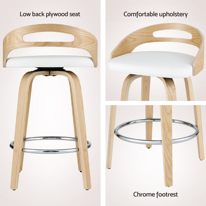 Artiss 2x Bar Stools Swivel Dining Chairs Low Back Counter Seat PU Cushion-Furniture &gt; Bar Stools &amp; Chairs-PEROZ Accessories