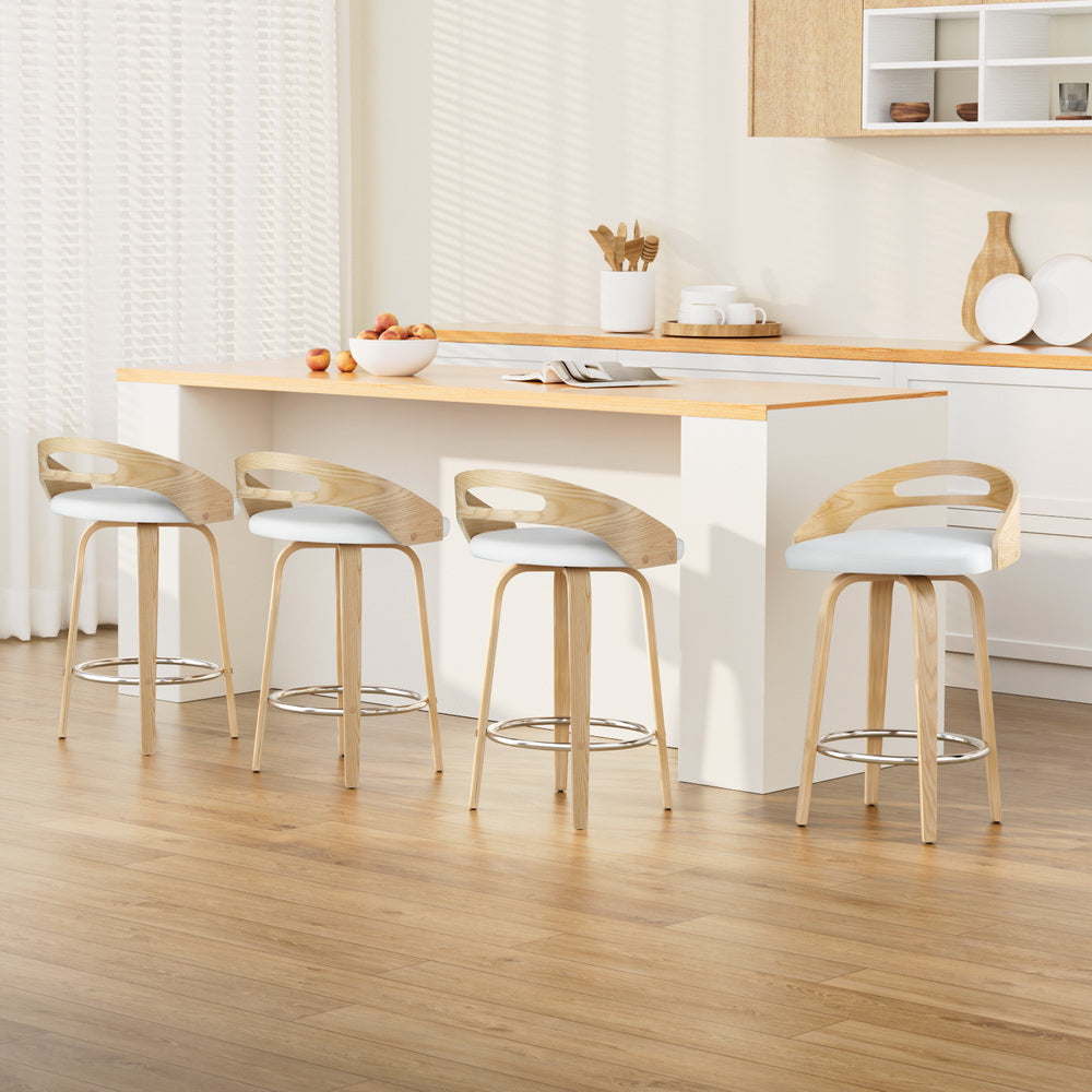 Artiss 4x Bar Stools Swivel Dining Chairs Low Back Counter Seat PU Cushion-Furniture &gt; Bar Stools &amp; Chairs &gt; Table &amp; Bar Stools-PEROZ Accessories
