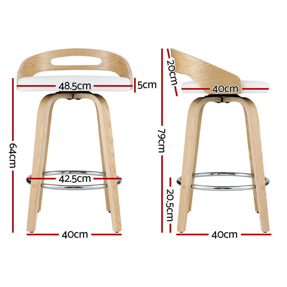 Artiss 4x Bar Stools Swivel Dining Chairs Low Back Counter Seat PU Cushion-Furniture &gt; Bar Stools &amp; Chairs &gt; Table &amp; Bar Stools-PEROZ Accessories