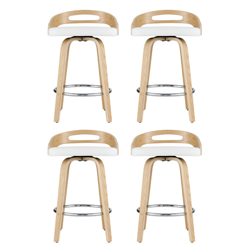 Artiss 4x Bar Stools Swivel Dining Chairs Low Back Counter Seat PU Cushion-Furniture &gt; Bar Stools &amp; Chairs &gt; Table &amp; Bar Stools-PEROZ Accessories