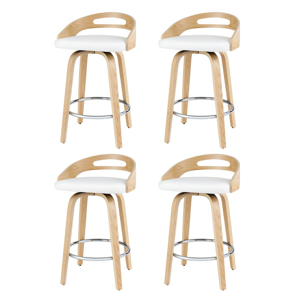 Artiss 4x Bar Stools Swivel Dining Chairs Low Back Counter Seat PU Cushion-Furniture &gt; Bar Stools &amp; Chairs &gt; Table &amp; Bar Stools-PEROZ Accessories