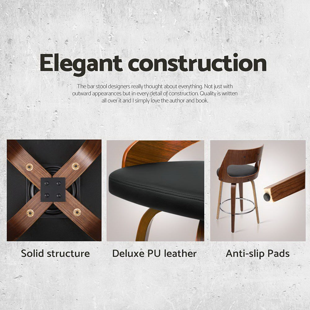 Artiss 4x Bar Stools Swivel Leather Chair 65cm-Furniture &gt; Bar Stools &amp; Chairs &gt; Table &amp; Bar Stools-PEROZ Accessories