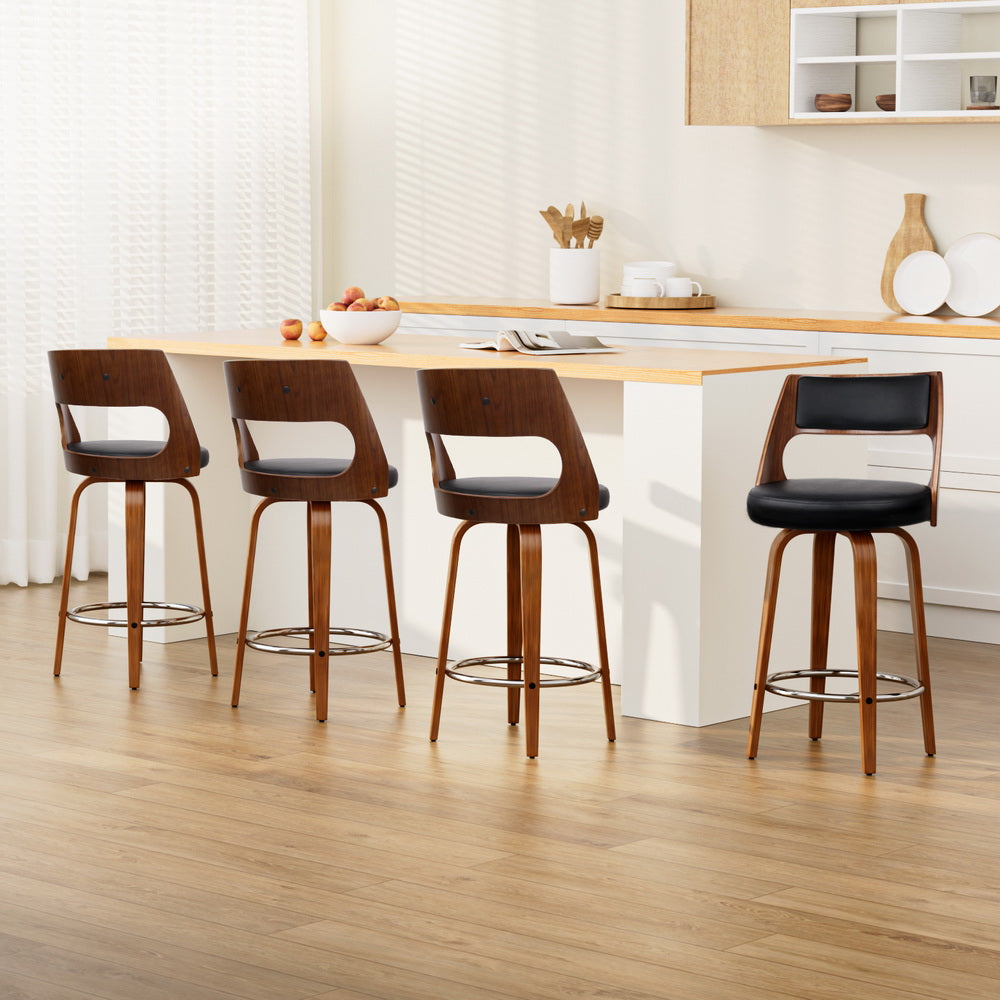 Artiss 4x Bar Stools Swivel Leather Chair 65cm-Furniture &gt; Bar Stools &amp; Chairs &gt; Table &amp; Bar Stools-PEROZ Accessories