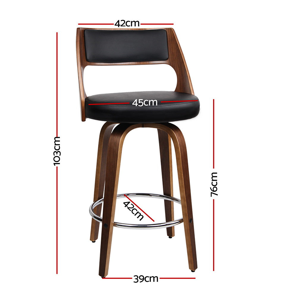 Artiss 4x Bar Stools Swivel Leather Chair 76cm-Furniture &gt; Bar Stools &amp; Chairs-PEROZ Accessories
