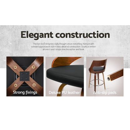 Artiss 4x Bar Stools Swivel Leather Chair 76cm-Furniture &gt; Bar Stools &amp; Chairs-PEROZ Accessories