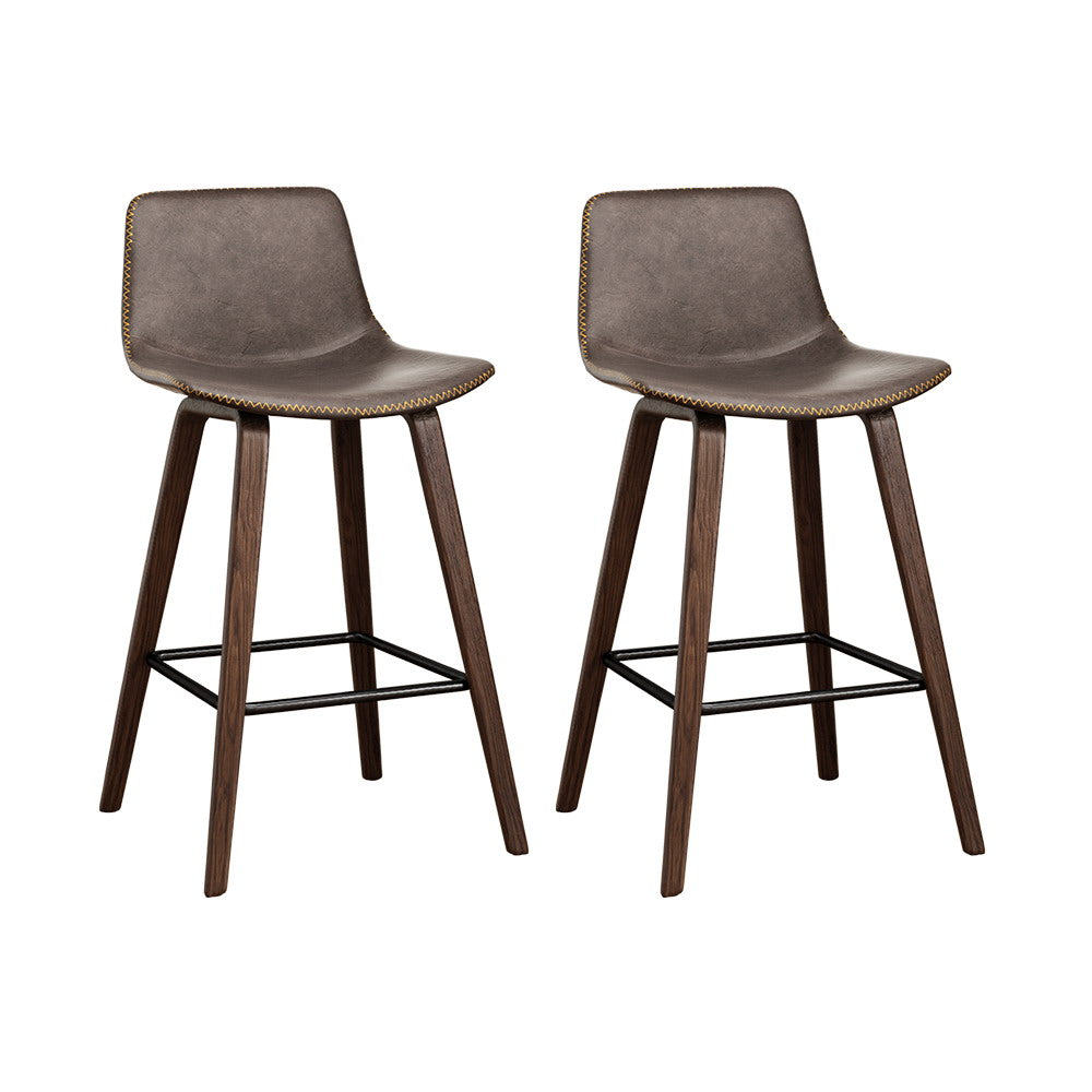 Artiss Bar Stools Kitchen Counter Barstools Leather Wooden Chairs x2-Furniture &gt; Bar Stools &amp; Chairs-PEROZ Accessories