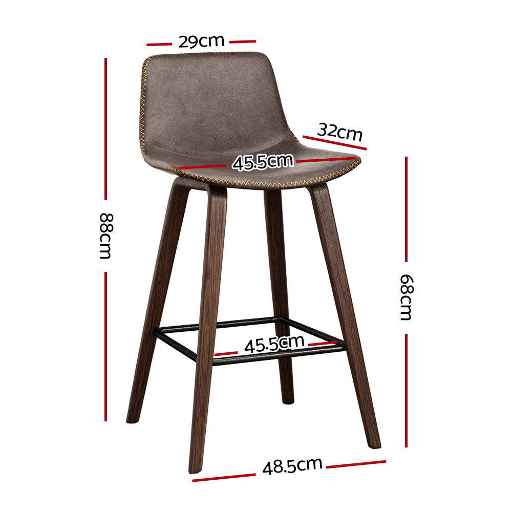 Artiss Bar Stools Kitchen Counter Barstools Leather Wooden Chairs x2-Furniture &gt; Bar Stools &amp; Chairs-PEROZ Accessories
