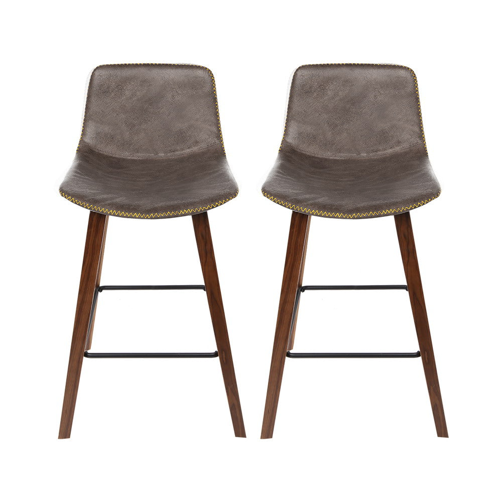 Artiss Bar Stools Kitchen Counter Barstools Leather Wooden Chairs x2-Furniture &gt; Bar Stools &amp; Chairs-PEROZ Accessories