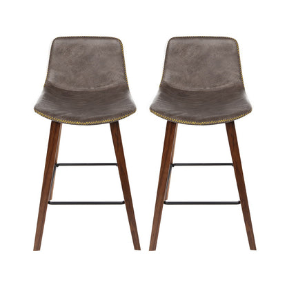 Artiss Bar Stools Kitchen Counter Barstools Leather Wooden Chairs x2-Furniture &gt; Bar Stools &amp; Chairs-PEROZ Accessories