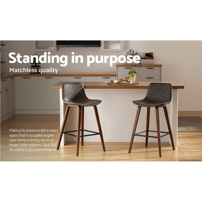 Artiss Bar Stools Kitchen Counter Barstools Leather Wooden Chairs x2-Furniture &gt; Bar Stools &amp; Chairs-PEROZ Accessories