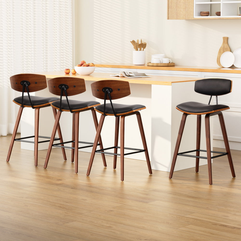 Artiss 4x Bar Stools Leather Padded w/Backrest-Furniture &gt; Bar Stools &amp; Chairs-PEROZ Accessories