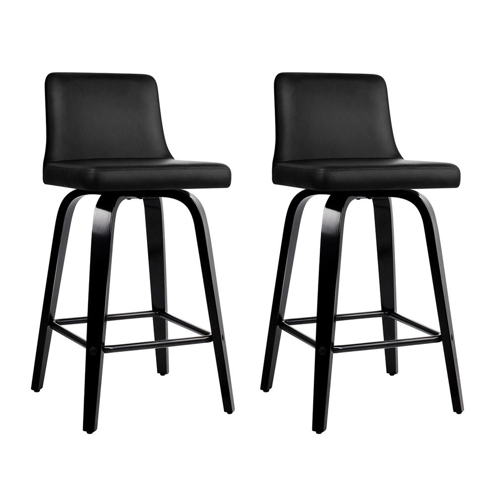 Artiss Bar Stools Kitchen Leather Barstools Swivel Wooden Chairs X2-Furniture &gt; Bar Stools &amp; Chairs-PEROZ Accessories