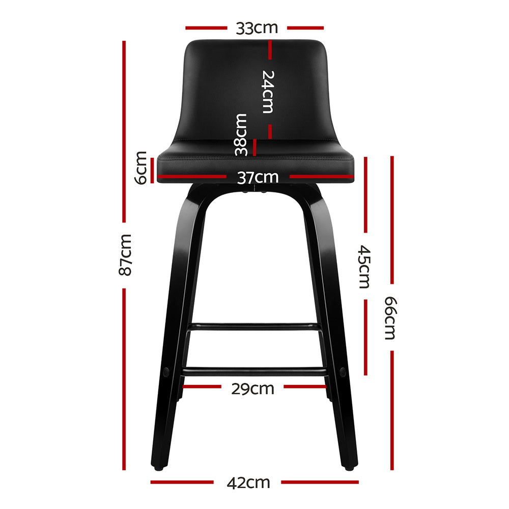 Artiss Bar Stools Kitchen Leather Barstools Swivel Wooden Chairs X2-Furniture &gt; Bar Stools &amp; Chairs-PEROZ Accessories