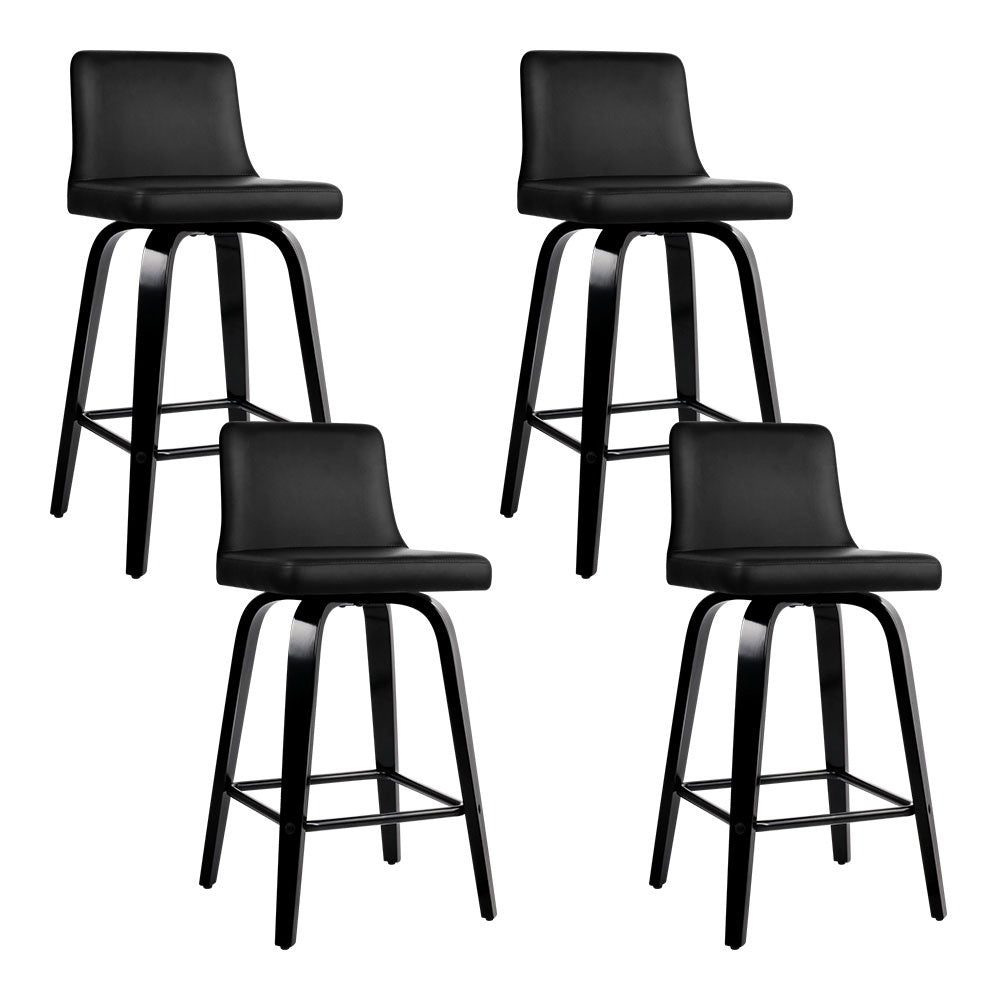 Artiss Bar Stools Kitchen Leather Barstools Swivel Wooden Chairs X4-Furniture &gt; Bar Stools &amp; Chairs-PEROZ Accessories