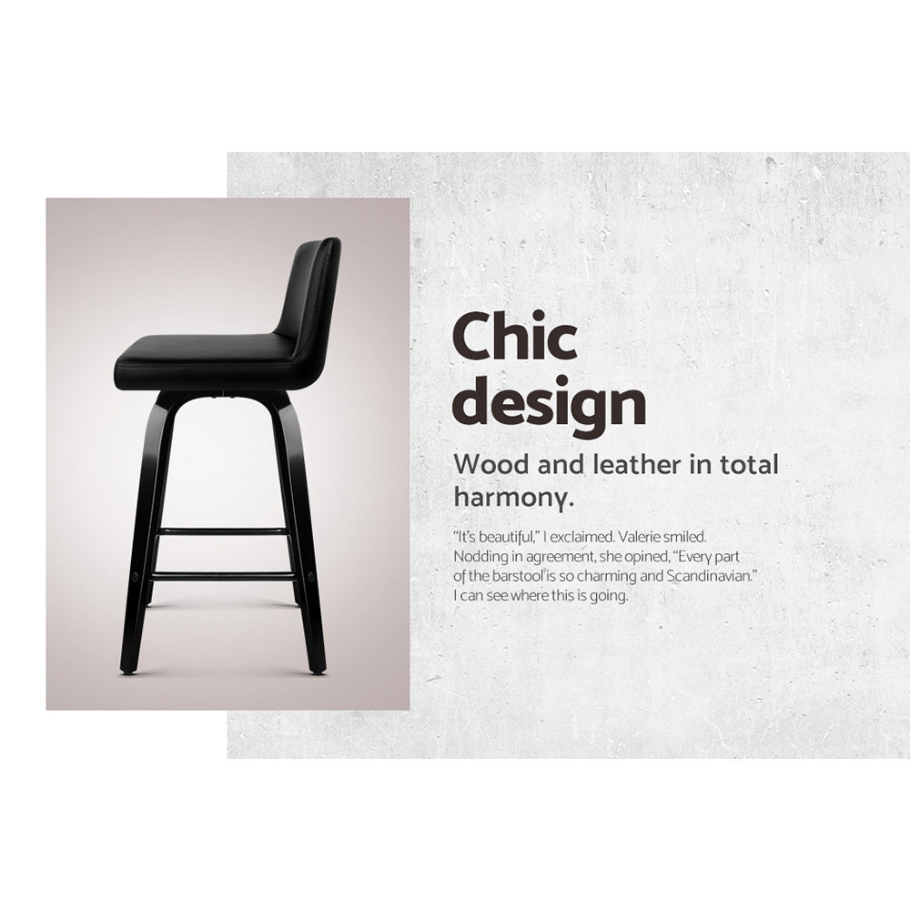 Artiss Bar Stools Kitchen Leather Barstools Swivel Wooden Chairs X4-Furniture &gt; Bar Stools &amp; Chairs-PEROZ Accessories