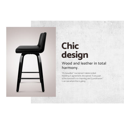 Artiss Bar Stools Kitchen Leather Barstools Swivel Wooden Chairs X4-Furniture &gt; Bar Stools &amp; Chairs-PEROZ Accessories