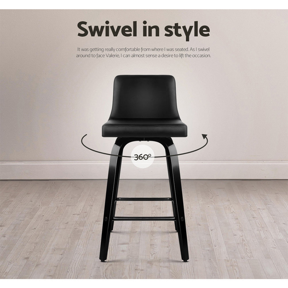 Artiss Bar Stools Kitchen Leather Barstools Swivel Wooden Chairs X4-Furniture &gt; Bar Stools &amp; Chairs-PEROZ Accessories