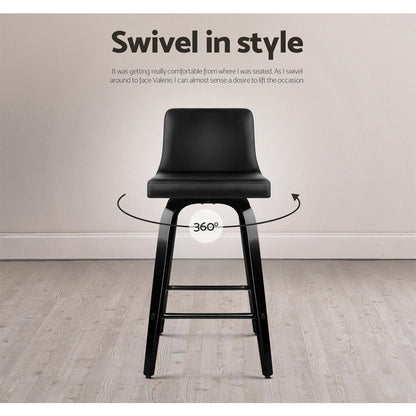 Artiss Bar Stools Kitchen Leather Barstools Swivel Wooden Chairs X4-Furniture &gt; Bar Stools &amp; Chairs-PEROZ Accessories