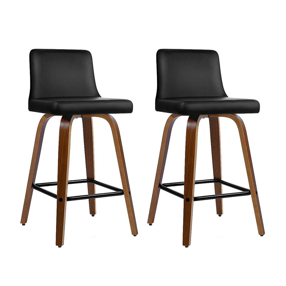 Artiss 2x Bar Stools Swivel Leather Padded Wooden-Furniture &gt; Bar Stools &amp; Chairs-PEROZ Accessories