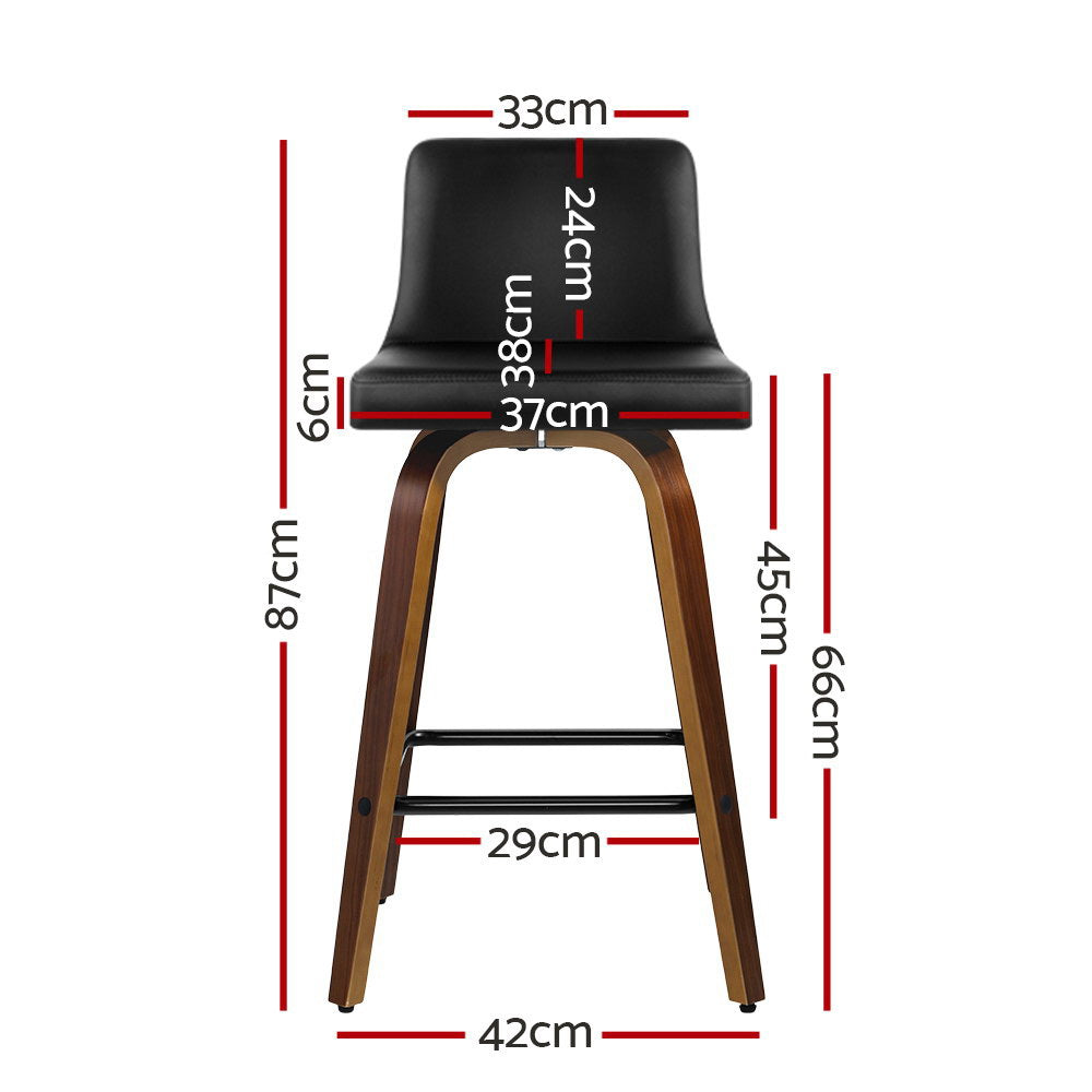 Artiss 2x Bar Stools Swivel Leather Padded Wooden-Furniture &gt; Bar Stools &amp; Chairs-PEROZ Accessories