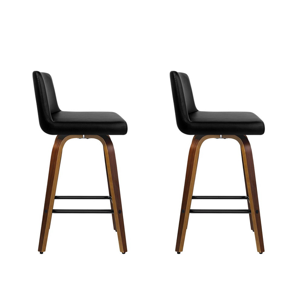 Artiss 2x Bar Stools Swivel Leather Padded Wooden-Furniture &gt; Bar Stools &amp; Chairs-PEROZ Accessories