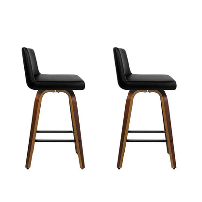 Artiss 2x Bar Stools Swivel Leather Padded Wooden-Furniture &gt; Bar Stools &amp; Chairs-PEROZ Accessories