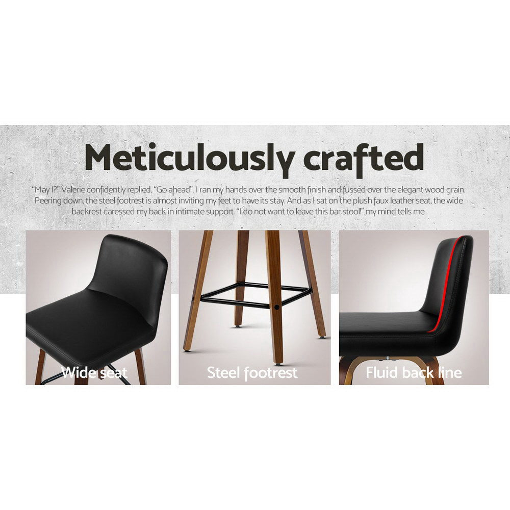 Artiss 2x Bar Stools Swivel Leather Padded Wooden-Furniture &gt; Bar Stools &amp; Chairs-PEROZ Accessories