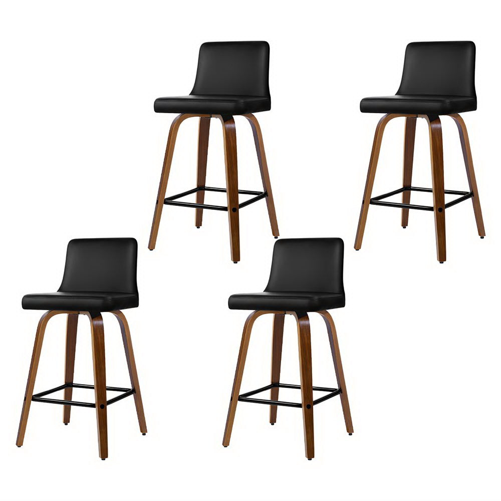 Artiss 4x Bar Stools Swivel Leather Padded Wooden-Furniture &gt; Bar Stools &amp; Chairs &gt; Massage Chairs-PEROZ Accessories