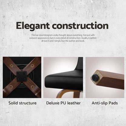 Artiss 4x Bar Stools Swivel Leather Padded Wooden-Furniture &gt; Bar Stools &amp; Chairs &gt; Massage Chairs-PEROZ Accessories