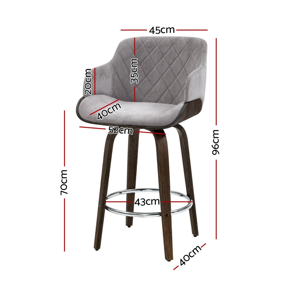 Artiss 4x Bar Stools Swivel Velvet Padded Wooden-Furniture &gt; Bar Stools &amp; Chairs &gt; Table &amp; Bar Stools-PEROZ Accessories