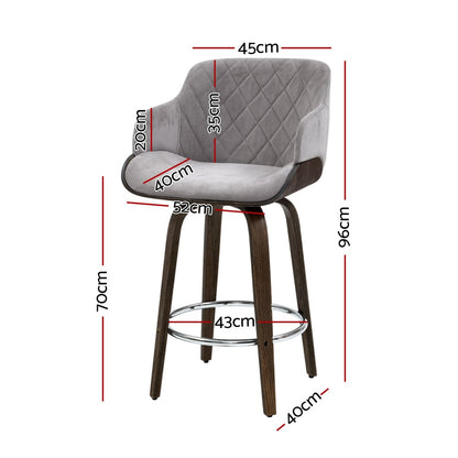 Artiss 4x Bar Stools Swivel Velvet Padded Wooden-Furniture &gt; Bar Stools &amp; Chairs &gt; Table &amp; Bar Stools-PEROZ Accessories