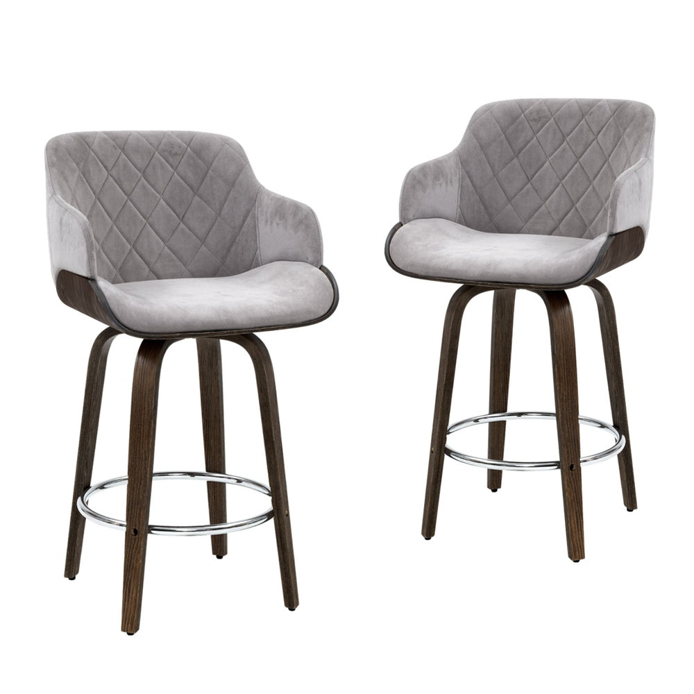 Artiss 4x Bar Stools Swivel Velvet Padded Wooden-Furniture &gt; Bar Stools &amp; Chairs &gt; Table &amp; Bar Stools-PEROZ Accessories