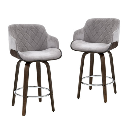 Artiss 4x Bar Stools Swivel Velvet Padded Wooden-Furniture &gt; Bar Stools &amp; Chairs &gt; Table &amp; Bar Stools-PEROZ Accessories