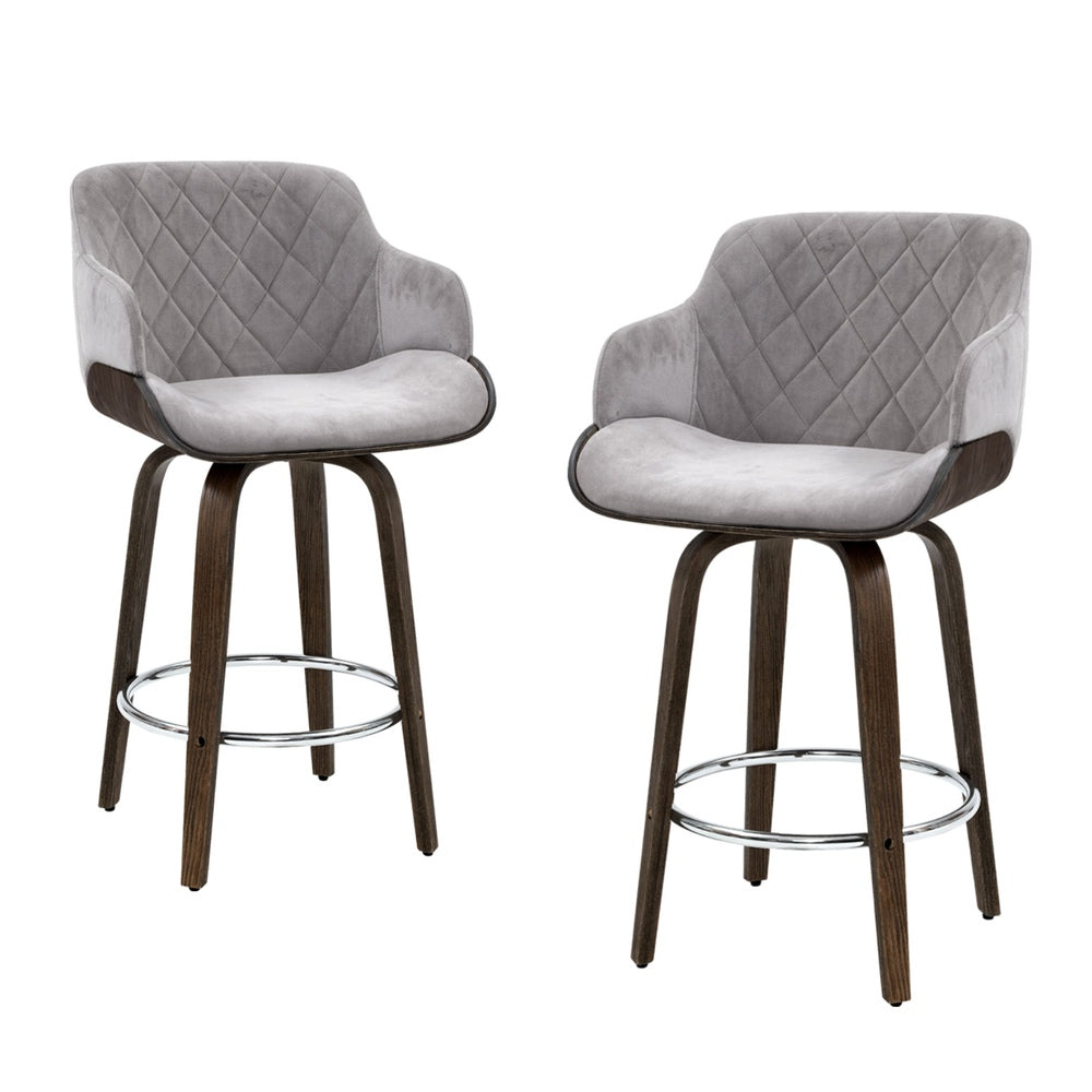 Artiss 4x Bar Stools Swivel Velvet Padded Wooden-Furniture &gt; Bar Stools &amp; Chairs &gt; Table &amp; Bar Stools-PEROZ Accessories