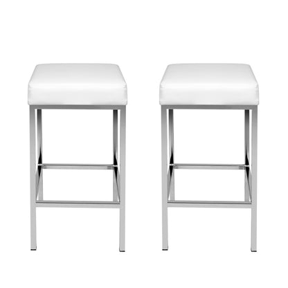 Artiss 2x Bar Stools Leather Padded Metal White-Bar Stools-PEROZ Accessories