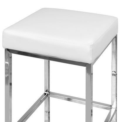 Artiss 2x Bar Stools Leather Padded Metal White-Bar Stools-PEROZ Accessories