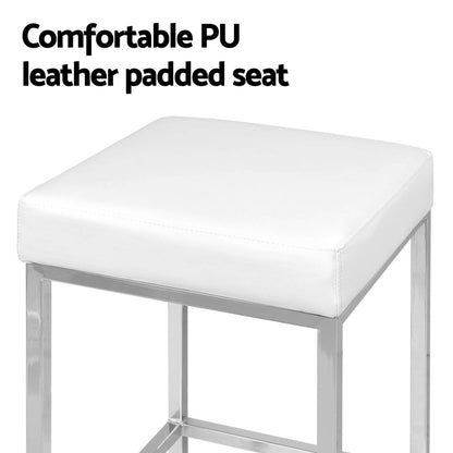 Artiss 4x Bar Stools Leather Padded Metal White-Furniture &gt; Bar Stools &amp; Chairs &gt; Table &amp; Bar Stools-PEROZ Accessories