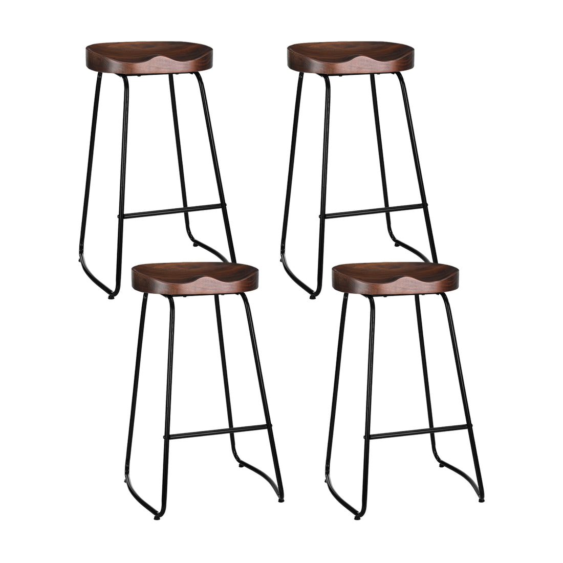 Artiss 4x Bar Stools Tractor Seat 75cm Black-Bar Stools-PEROZ Accessories