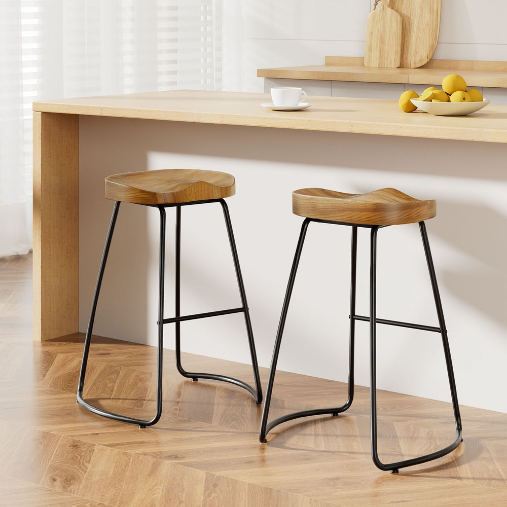 Artiss 2x Bar Stools Tractor Seat 65cm Wooden-Bar Stools-PEROZ Accessories