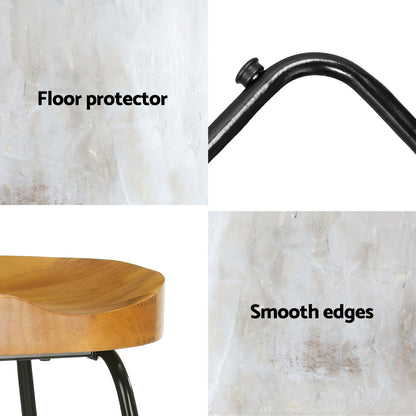 Artiss 2x Bar Stools Tractor Seat 65cm Wooden-Bar Stools-PEROZ Accessories