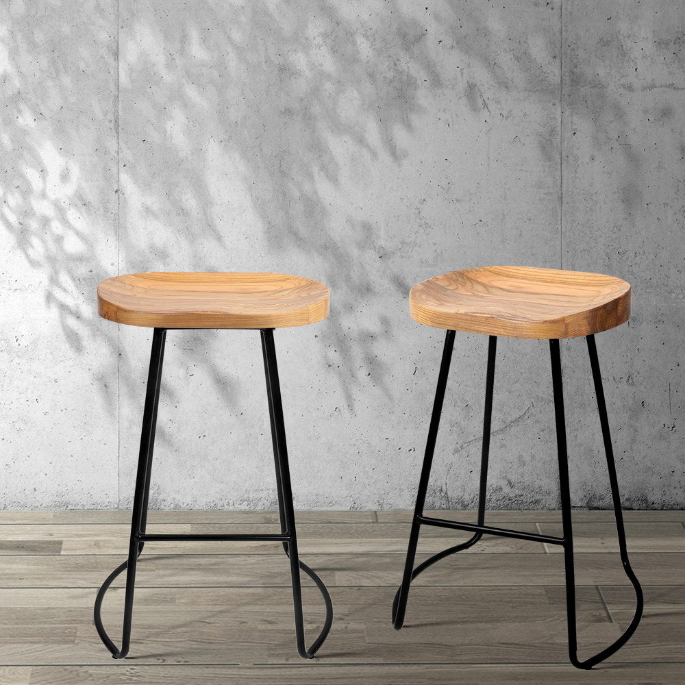 Artiss 2x Bar Stools Tractor Seat 65cm Wooden-Bar Stools-PEROZ Accessories