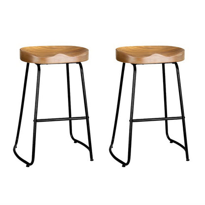 Artiss 2x Bar Stools Tractor Seat 65cm Wooden-Bar Stools-PEROZ Accessories