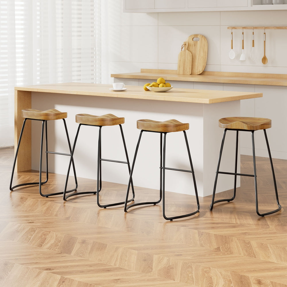 Artiss 4x Bar Stools Tractor Seat 65cm Wooden-Bar Stools-PEROZ Accessories