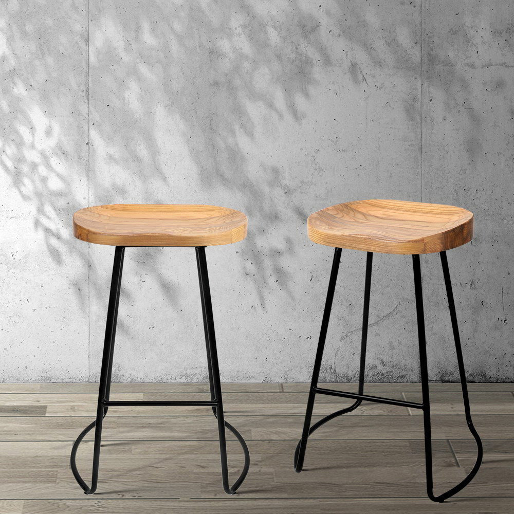 Artiss 4x Bar Stools Tractor Seat 65cm Wooden-Bar Stools-PEROZ Accessories