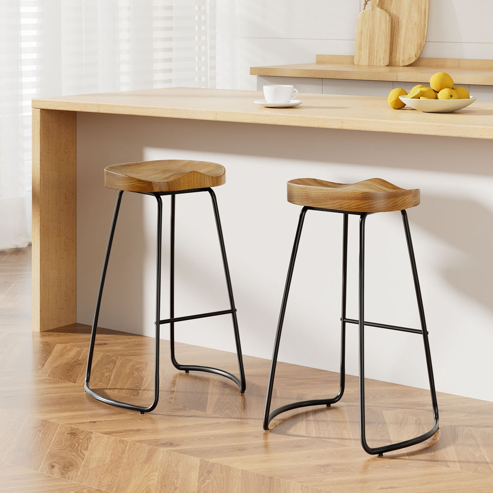 Artiss 2x Bar Stools Tractor Seat 75cm Wooden-Bar Stools-PEROZ Accessories
